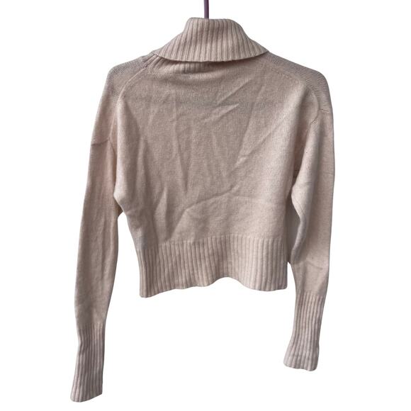 360 Cashmere Isilda Beige Turtleneck Sweater Women’s Small Ribbed Knit Pocket - Picture 3 of 7